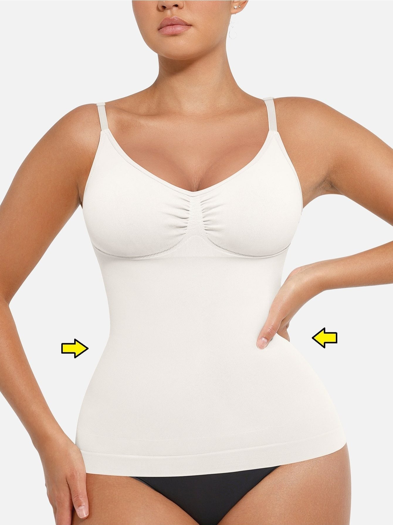 Women's Tummy Control Shapewear Camisole - Solid Color Body Smoothing, Black