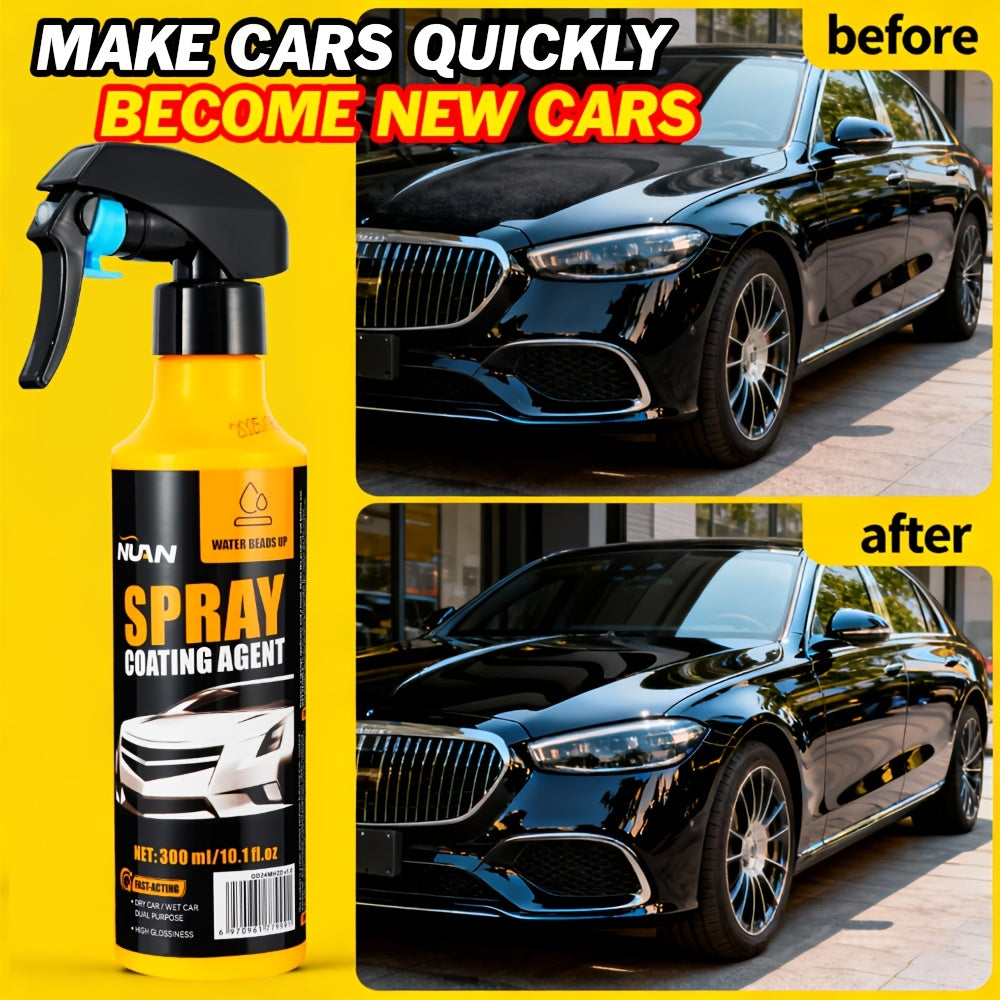 10.14oz NUAN Car Paint Coating & Restoration Solution Stain-Resistant Rainproof Multi-functional Cleaning and Coating Spray- Effectively Cleans Stains, Brightens Car Paint, Provides Quick Coating, and Offers Long-lasting Protection for Car Paint