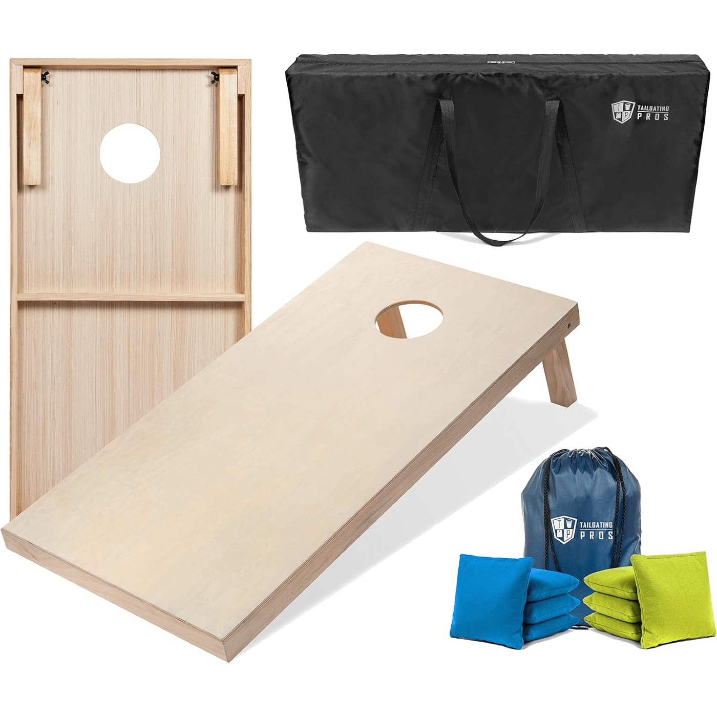 Regulation Cornhole Board Set 4x2 Solid Wood ACA Standard with 8 Bean Bags Carrying Case Tote Outdoor Yard Tailgate Party Game 13 Color Options