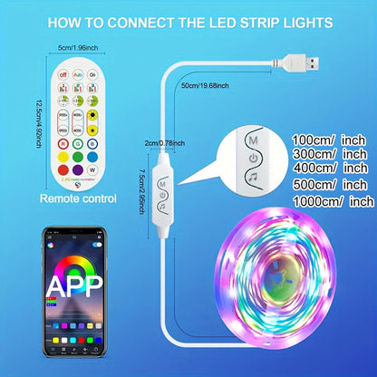 RGBIC TV Backlight Strip Lights for 10-85 Inch TV & Monitor, USB Powered Smart LED Bias Lighting with App Control, IR Remote, Music Sync, Color Changing, Bedroom Living Room Kitchen Christmas Decoration