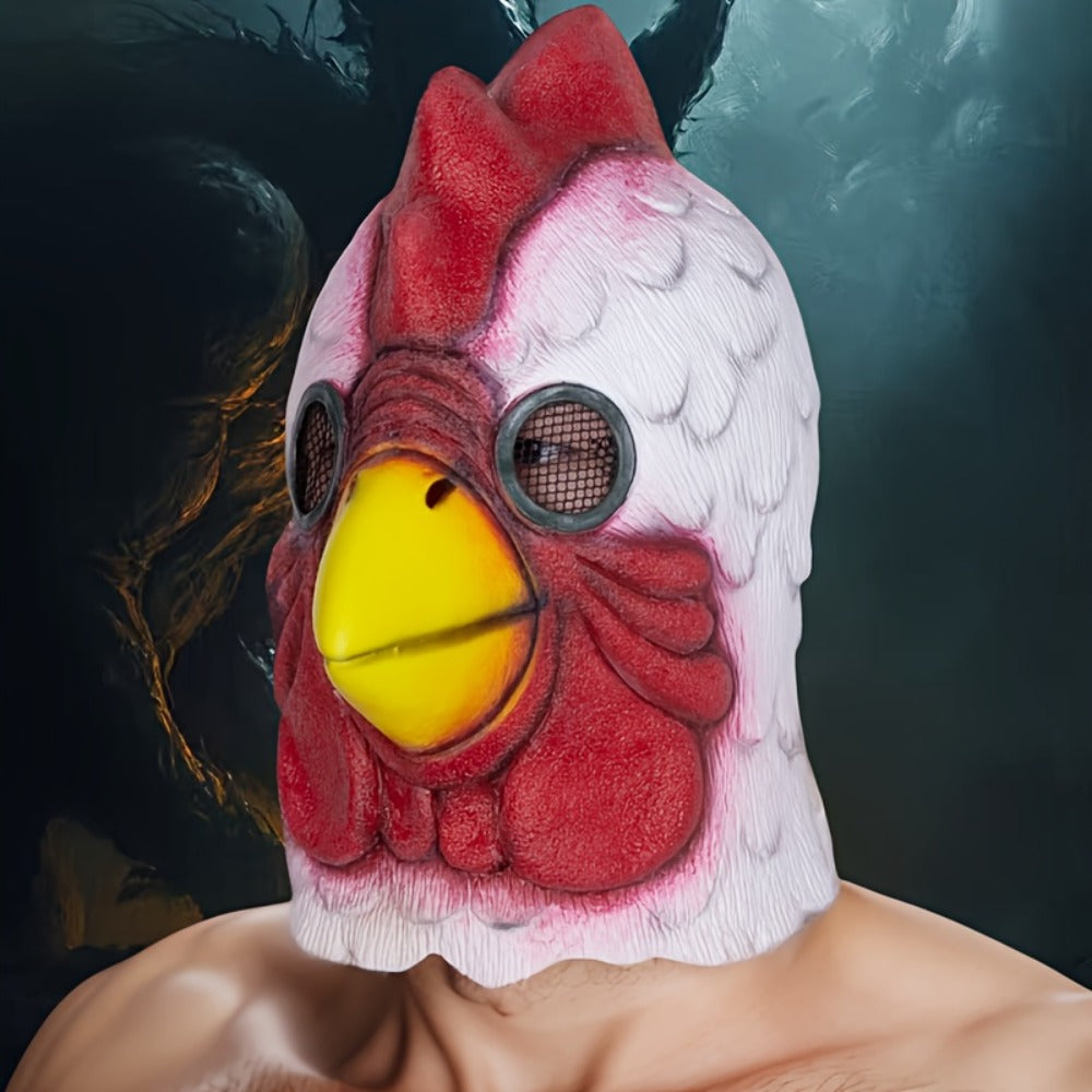 Rooster Latex Halloween Mask Full Head – Funny Chicken Animal Costume Mask with Realistic Combs & Wattle for Halloween Parties, Carnivals, Cosplay & Themed Events, One Size Fits Most Adults, Humorous Gift