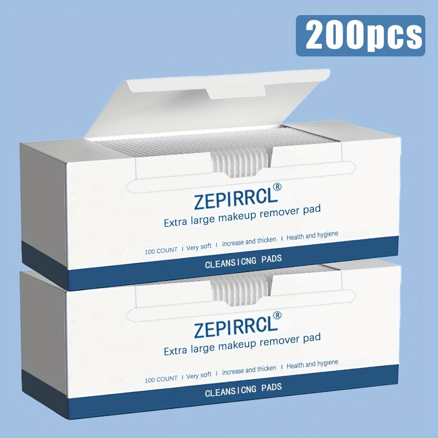 Makeup Remover Pads Disposable 100/200pcs – 3-Layer Thickened Cotton Squares for Face Cleansing, Skincare & Nail Polish Removal, Soft Touch No Friction, 2.76x2.36 inch, Individually Boxed