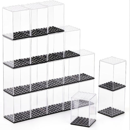 Minifigure Display Case 20-Pack – Clear Acrylic Stackable Storage Boxes for LEGO Figures, Action Figures & Collectibles | Dustproof 360° Showcase, 2.68×1.89×1.89 in