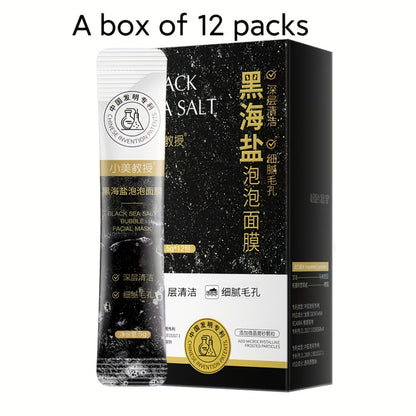 Black Sea Salt Bubble Mask with Nicotinamide, Moisturizing Foam Mud Mask Alcohol-Free for All Skin Types, Unisex Deep Cleansing Pore Purifying Face Mask – Individual Portable Packs for Travel (12/24/36 Pack)