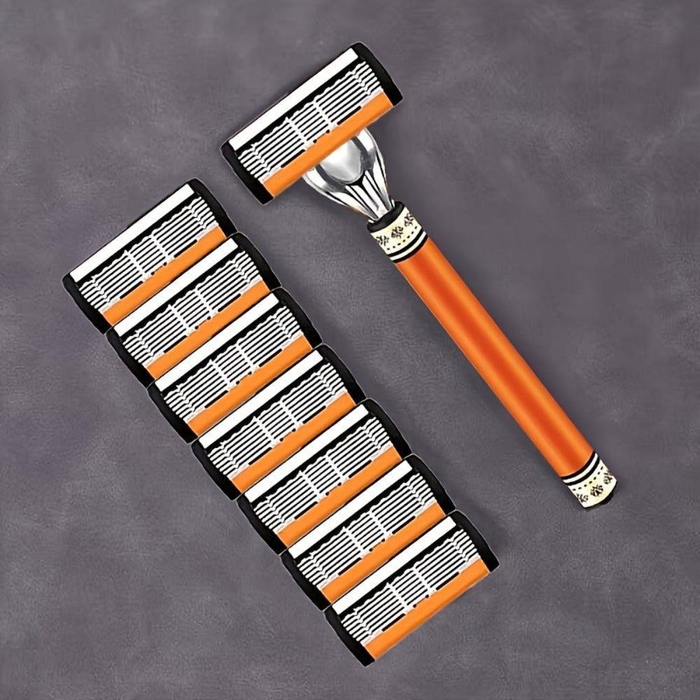 Double Edge Safety Razor Set for Men with 2 Handles & Stainless Steel Replacement Blades — Barber-Quality Close Shave Manual Shaving Kit, Reusable Eco-Friendly Razor, 24/36/54/72 Blade Options