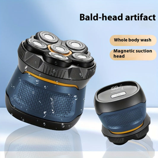 6D Floating Head Bald Head Shaver Self-Cut Electric Hair Clipper — 10W High Power 1400mAh USB-C Charging LED Display Two-Speed Travel Lock Men's Head Grooming Tool