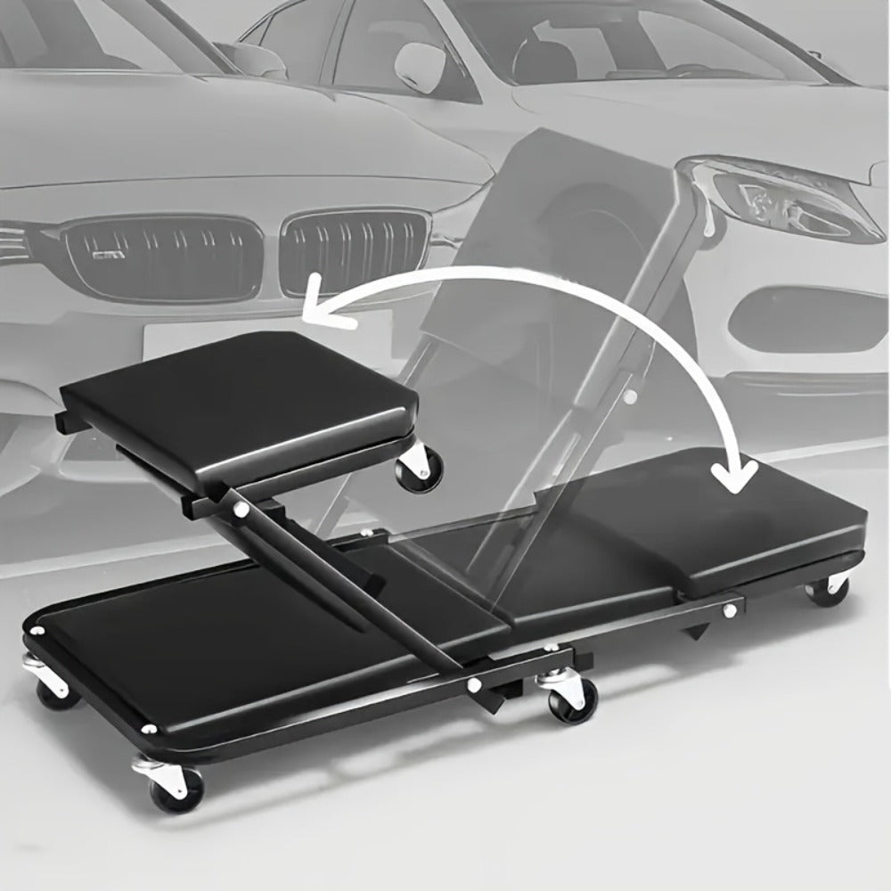 Mechanic Creeper 36-Inch Z-Crawl Folding – Adjustable Load Board, 6-Wheel 2.5" Rolling Garage Repair Seat, Universal Fit with Optional Tool Kit Bundles