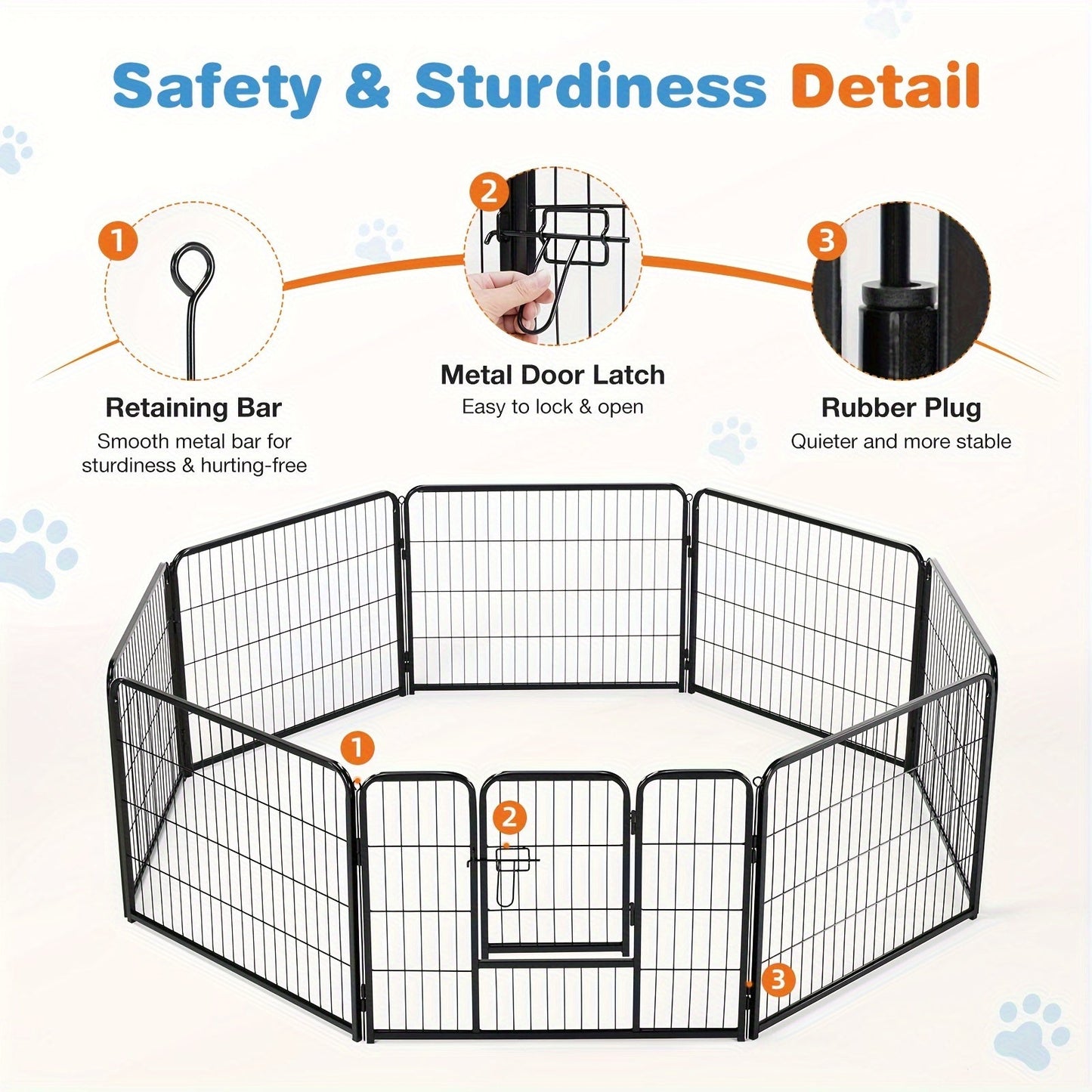 Pet Playpen Exercise Pen for Dogs 8 or 16 Panel Modular Indoor Outdoor Dog Fence - 24 32 40 Inch Height Options for Small Medium Large Dogs & Puppies Sturdy Portable Enclosure