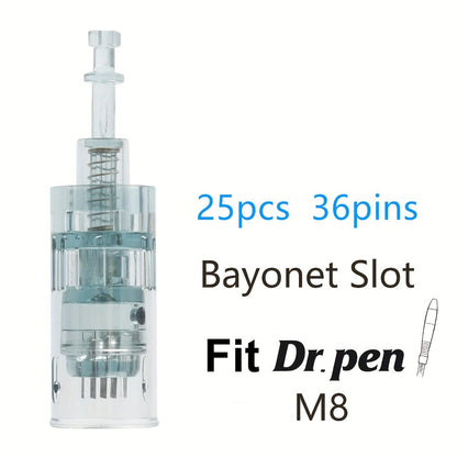 Dr. Pen M8 Replacement Cartridges 25Pcs - 16/36 Pins & Round Nano
