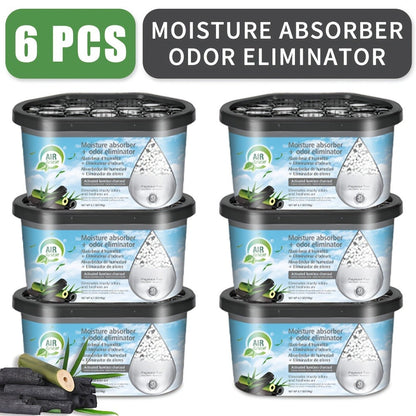 Moisture Absorber Dehumidifier Box 6-Pack – Odor Eliminator & Humidity Controller for Closet, Bathroom, Kitchen, Pantry, Boat & RV – Lavender Vanilla, Fresh Linen, Jasmine Blossom, Bamboo Charcoal