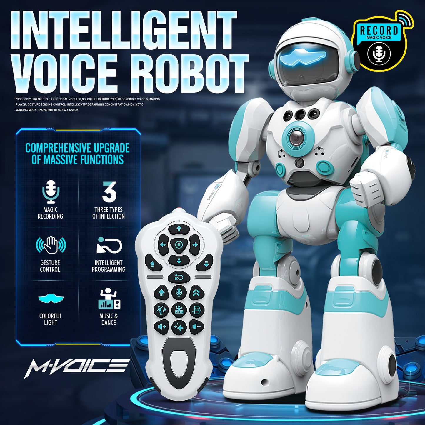 Gesture Control RC Robot Toy for Kids – Voice Recording, Programming, EMO LED Infrared Intelligent Interactive Robot, STEM Gift for Boys Girls Ages 6 7 8 9 10, Birthday Christmas (Green/Blue/Yellow)