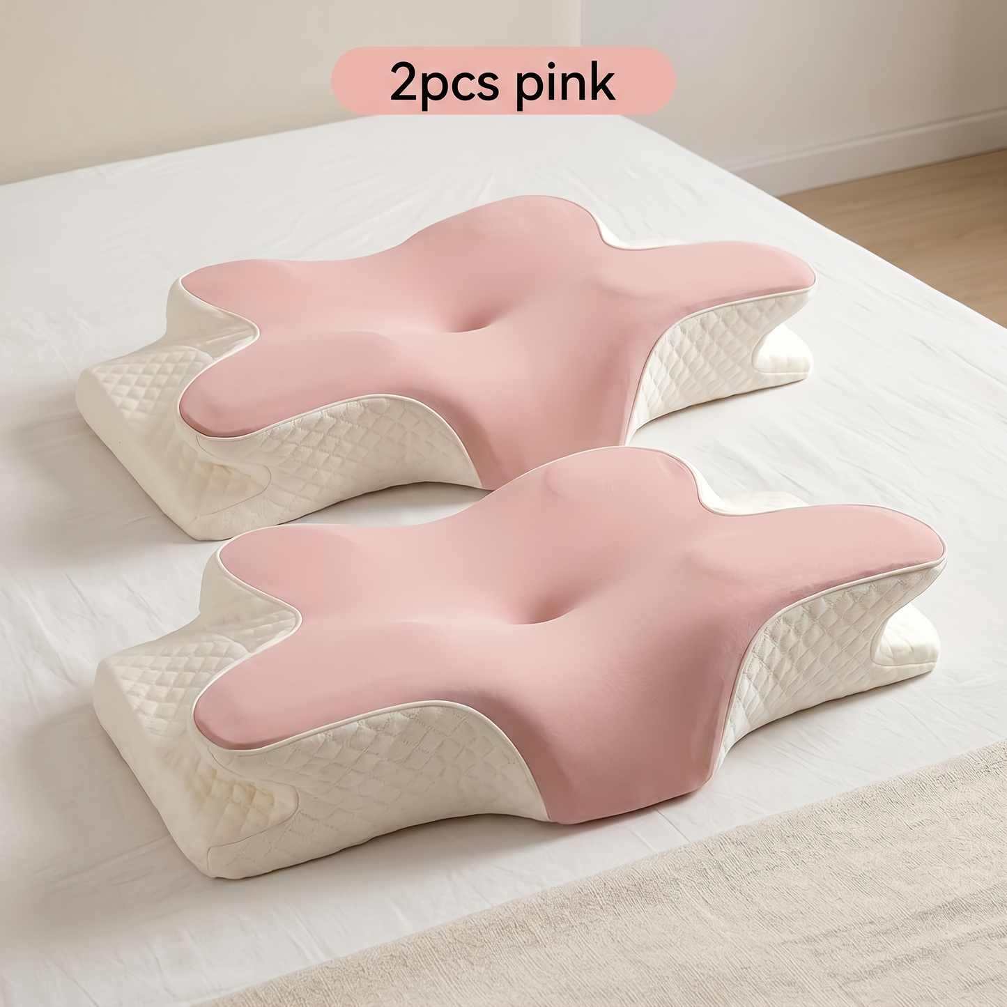 Cervical Neck Pillow for Sleeping - Butterfly Contour Memory Foam Ergonomic Support for Back & Side Sleepers, Slow Rebound Pressure Relief, Cervical Spine Alignment, Machine-Washable Cover, Multi-Color
