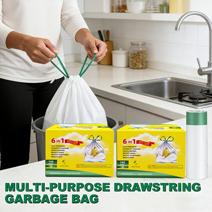 13 Gallon Trash Bags Heavy Duty Tear-Resistant Drawstring Garbage Bags with Fresh Lemon Scent Thickened Kitchen Trash Bags for Home Office Outdoor 75 Count or 160 Count Disposable Waste Bags
