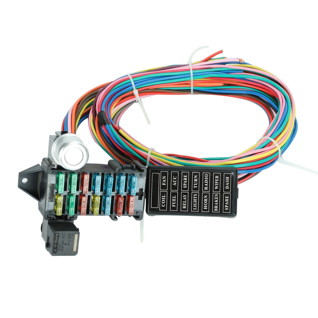 12-14 Circuit Universal Wiring Harness Muscle Car Hot Rod Street XL Wires New