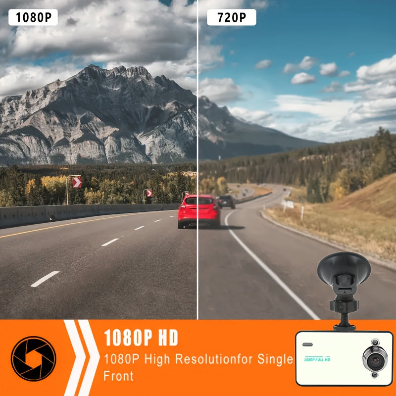 1080P Dash Cam - Suction Cup Support - 2.2-Inch Dash Camera Car Camera 1080P Car DVR Night Vision Loop Recording Suction Cup Type Single Lens Without SD Card- Multiple Colors - Gift