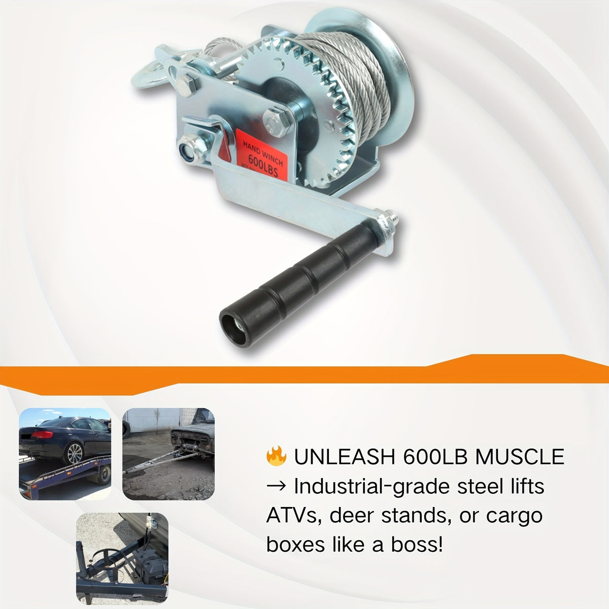 Hand Crank Winch 600-1600 Lbs Double Brake Safety Heavy Duty Steel Cable For Utility Boat Atv Trailers Farm Garage Pulling