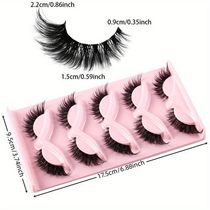 3D Cat Eye False Eyelashes 15 Pairs Fluffy Soft Wispy Cross Clear Band D Curl 10-12mm – Natural Manga Style Reusable Lash Multipack for Daily Wear, Date Night & Special Occasions