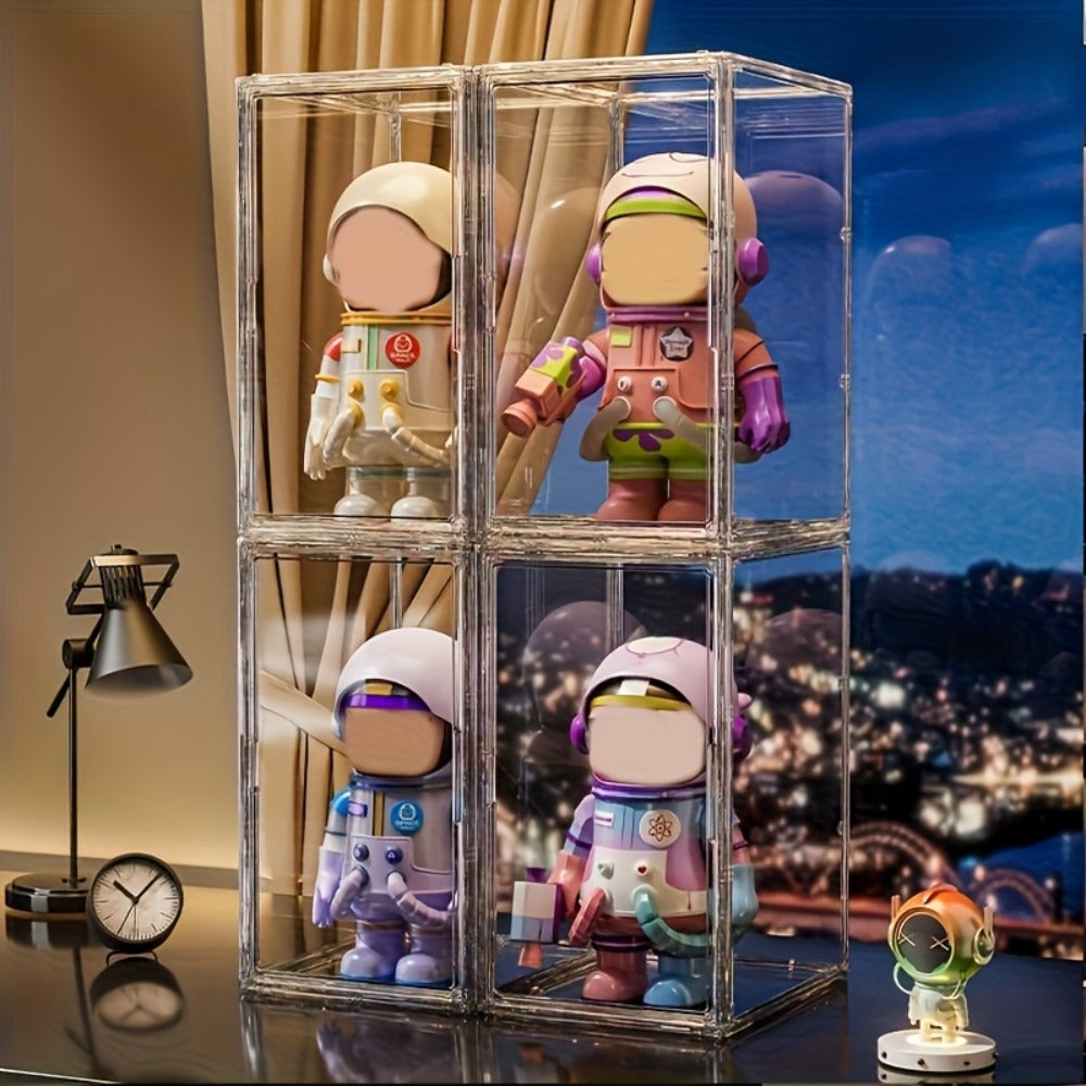 Labubu Display Case XXL Acrylic with Magnetic Door – Clear Dust-Free Showcase Box for Labubu Figures Plushies Action Figures Collectibles, Extra Large 1pc or 2pcs