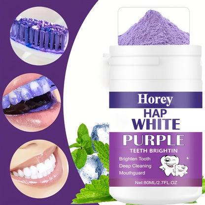 Purple Teeth Whitening Powder for Sensitive Teeth – BPA-Free Alcohol-Free Tooth Polishing Powder Deep Cleans Removes Odors Whitens Teeth Gentle Non-Irritating 3-Day Brushing Program for Adults