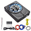 KELUNEGLO 10" 1200W Slim Under-Seat Powered Sub W/ Wiring, Built-in Amp & Blue LED, Halloween Audio, Subwoofer with Built in Amp, Subwoofer Amplificado Para Auto, Under Seat Subwoofer, Subwoofer Car Audio, 10inch Subwoofer
