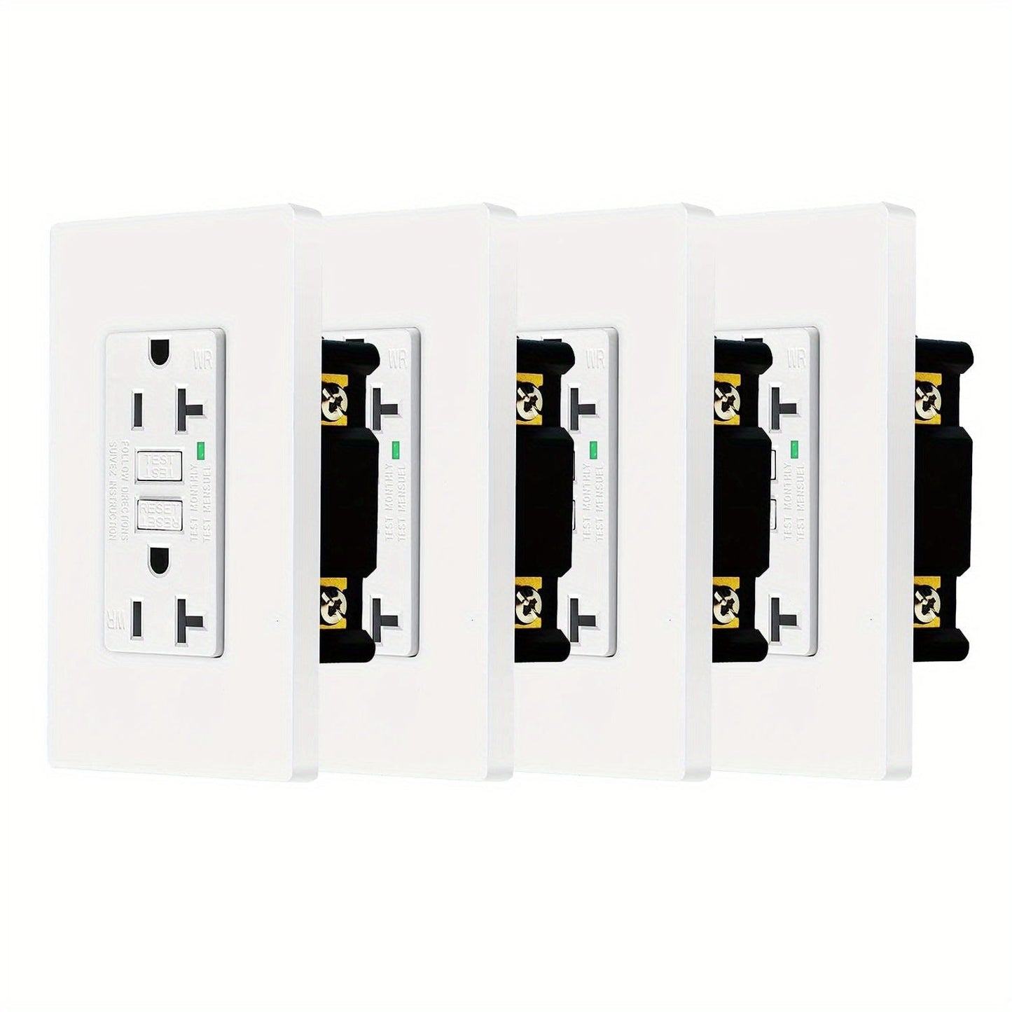 GFCI Outlet 20 Amp Tamper Resistant WR Weather Resistant with Wall Plate ETL Listed LED Indicator Test Reset Button Ground Fault Circuit Interrupter for Bathroom Kitchen Garage 2 4 6 10 20 Pack Black White