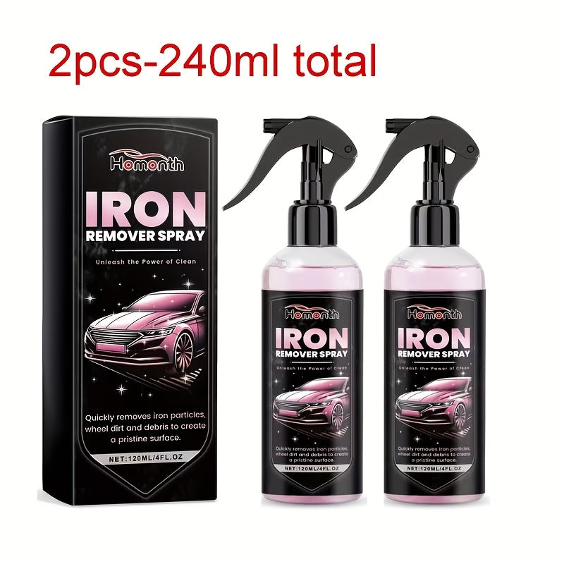 Set of 2, 120ML/4OZ Powerful Iron Eliminator for Car Detailing - Wheel And Brake Cleaner for Thorough Cleaning
