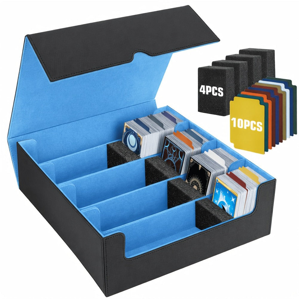 Trading Card Storage Box 5-Row 3900+ Capacity – Card Deck Case with 48 Colorful Dividers & 5 Foam Supporters for MTG Commander Yu-Gi-Oh Pokemon TCG Sports Cards