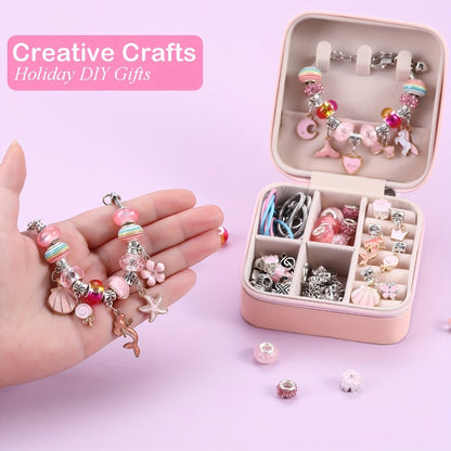 Bracelet Making Kit for Girls & Women – DIY Unicorn Mermaid Jewelry Craft Set with Portable Jewelry Box, Handmade Beaded Bracelet, Birthday Christmas Valentine's Day Graduation Gift