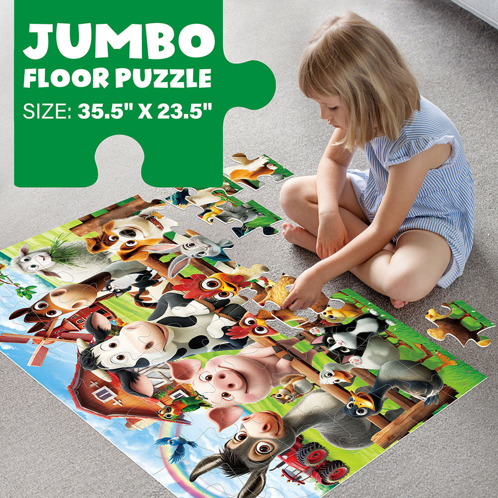 Large Floor Puzzle for Kids Ages 3+ – Chunky Jigsaw Mermaid & Farm Animals, Preschool Educational Toy for Boys & Girls 3 4 5 6 Years Old, Christmas Birthday Easter Gift