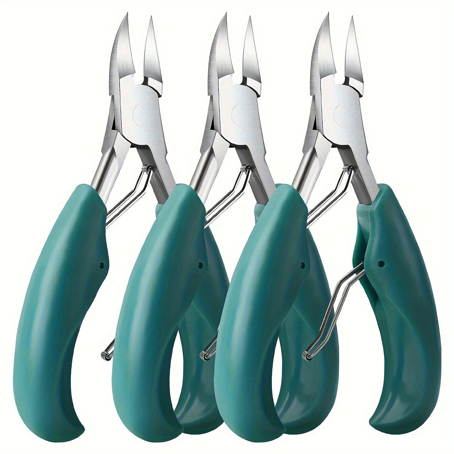 Toenail Clippers for Thick Nails & Ingrown Toenails 3 Pack Sharp Curved Blade Surgical Steel — Double Spring Ergonomic Podiatrist Nail Clipper for Men Women Seniors, Professional Pedicure Tool