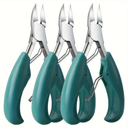 Toenail Clippers for Thick Nails & Ingrown Toenails 3 Pack Sharp Curved Blade Surgical Steel — Double Spring Ergonomic Podiatrist Nail Clipper for Men Women Seniors, Professional Pedicure Tool