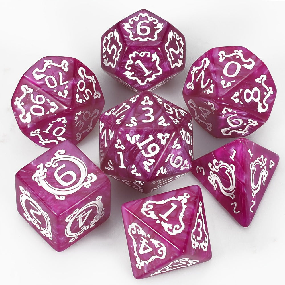 DnD Dice Set 49pcs Dragon Pattern Polyhedral Dice 7 Sets with Pouches – D4 D6 D8 D10 D12 D20 for Dungeons & Dragons RPG MTG Tabletop Games, 7 Colors Acrylic Gamer Gift