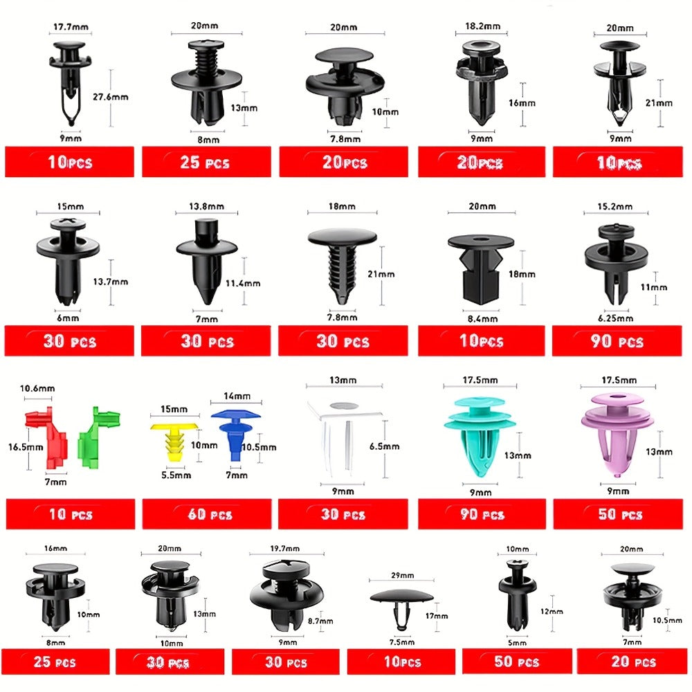 Car Body Clips Fasteners Assortment Kit 735/740pcs - 23 Sizes Nylon Bumper Fender Rivets with Zip Ties & Fastener Remover Tool
