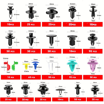 Car Body Clips Fasteners Assortment Kit 735/740pcs - 23 Sizes Nylon Bumper Fender Rivets with Zip Ties & Fastener Remover Tool