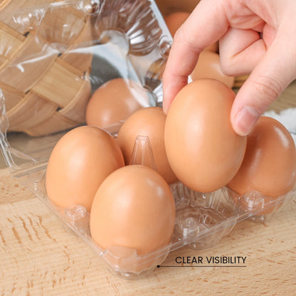 Plastic Egg Cartons, 60 Pack Clear 6-Cavity Reusable Egg Holders with 4 Label Stickers – Bulk Egg Carton Set for Home, Ranch, Chicken Farm, Market Display, Kitchen Storage and Refrigerator