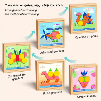 Magnetic Wooden Puzzle Board for Kids – 128/180/220/280 PCS Geometric Shape Recognition & Logical Thinking Toy, STEM Montessori Educational Gift for Boys & Girls Ages 3 4 5 6 7 8