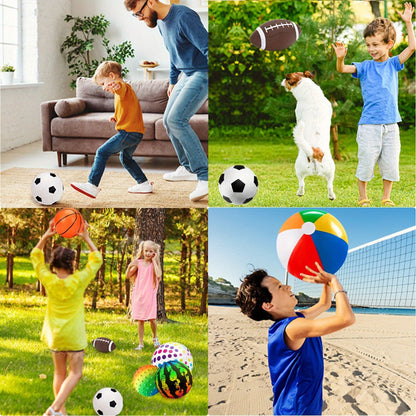 Kids Playground Ball Set 7-Pack with Air Pump – 10.6 Inch Outdoor Ball Plus 6-Inch Basketball Football Rugby, Active Play Toy for Home Yard Pool Classroom Park, Birthday Party Gift for Children Ages 4+