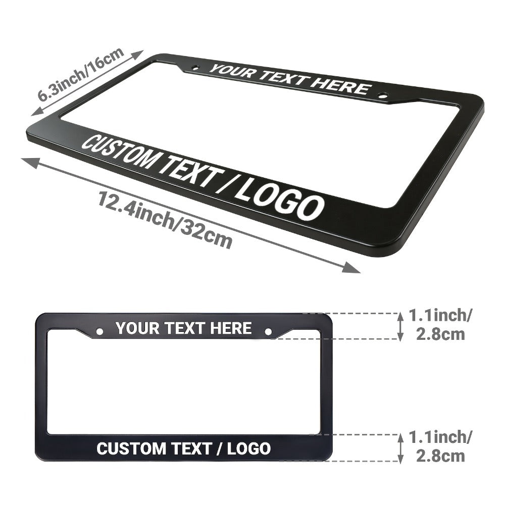 Custom License Plate Frame – 6 Font Styles, Heavy-Duty Weather-Resistant Car Tag Holder, Personalized Front & Rear License Plate Border Cover