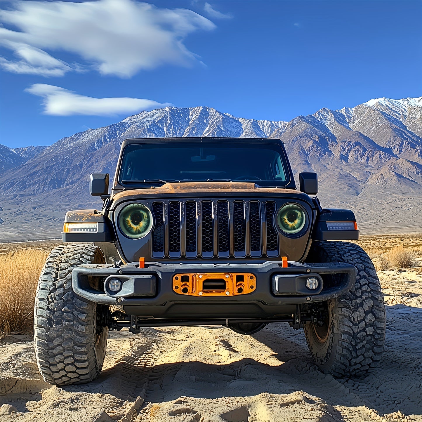3D Beast Eye Headlight Stickers, Dreamy Lampshade, Suitable For Jeep Round Headlight Eye Stickers, Funny Truck Body, Window, And Bumper Decorative Stickers (1 Pair)