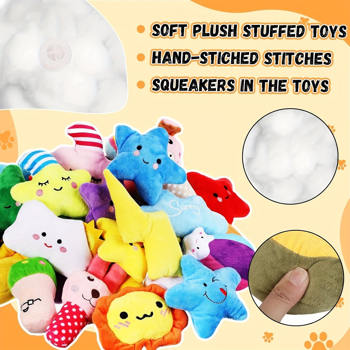 Squeaky Plush Dog Toys 80pcs Bulk Set - Colorful Fruit & Animal Shaped Stuffed Toys for Small Medium Dogs, Teething Puppy Toys Variety Pack, Interactive Plush Chew Toys for Playtime & Boredom Relief