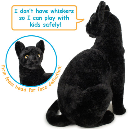 Boone Black Cat Plush Toy 13 Inch Lucky Black Cat Stuffed Animal — Premium Soft Kawaii Kitty Doll for Kids Adults, Unique Halloween Birthday Christmas Gift for Cat Lovers Girls Boys