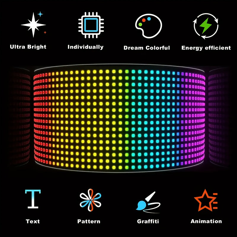 LED Fun Display Compatible for DIY Text/Pictures/Gifs - Devil's Eye Flexible Screen with 5V/36V LED Sign Cable, Car/vehicle Dashboard Display, ized Driving/Riding Companion, Valentine's Gift (DIY Content)