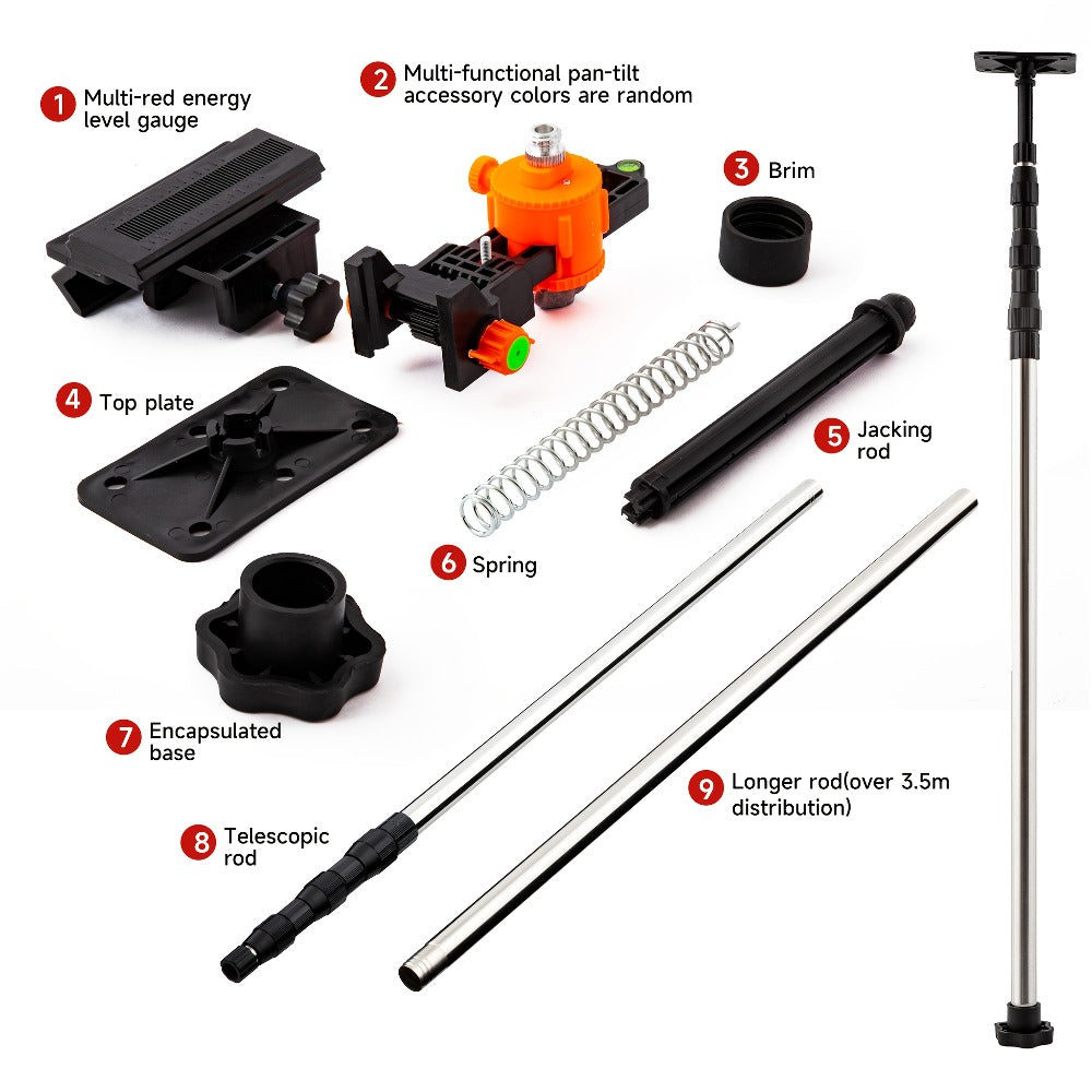 Telescoping Laser Level Pole 15.4ft / 4.7m – Adjustable Extension Rod with 1/4"-20 & 5/8"-11 Thread Mount for Rotary and Line Lasers, Professional Surveying & Construction Staff