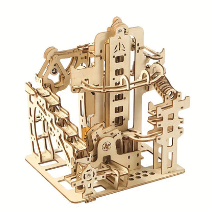 Wooden Ball Track Puzzle Model Kit – STEM Engineering Building Set for Adults & Teens, Kinetic Marble Run Expansion Sets A & B, Brain Teaser DIY Craft, Unique Birthday Gift for Men Women