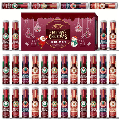 Christmas Lip Gloss & Balm Set 32 Pcs — MISS FACTOR Holiday Gift, Long-Lasting Hydrating Smudge-Proof Formula, Lipstick-Like Tubes, Festive Stocking Stuffer for Women Girls & Beauty Lovers