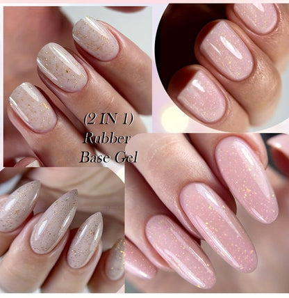 Rubber Base Gel Polish Set 6pcs Nude Pink 2-in-1 Builder Base Coat – Self-Leveling Soak Off UV LED Semi-Permanent Long-Lasting Gel Manicure Kit 0.24oz Each for DIY & Salon Nail Art Women