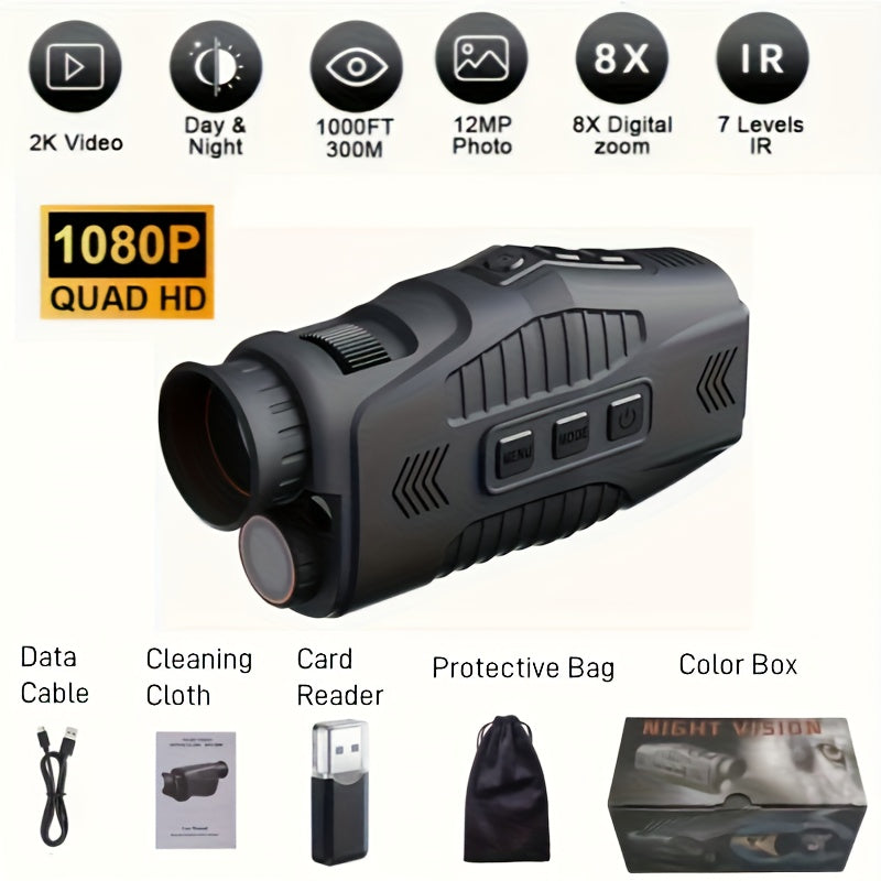 Infrared Night Vision Monocular – HD 1080P / 4K Ultra HD | USB Rechargeable Digital Night Vision Scope | 8x28mm Telescope Camera for Hunting Camping Wildlife Observation Night Photography
