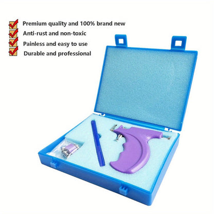 Ear Piercing Gun Kit with 24pcs Stainless Steel Studs – Professional Self Piercing Tool for Ear & Nose with Marking Pen, Safe & Easy to Use for Home & Salon