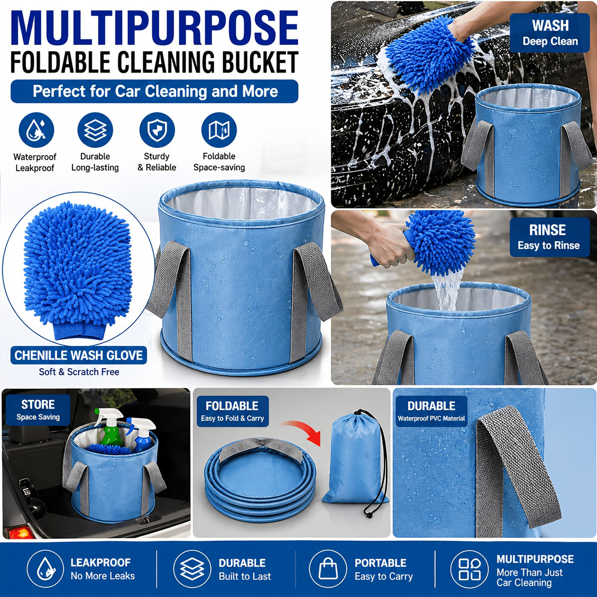 46pcs Car Cleaning And Washing Kit, Internal Detail Cleaning Kit, Equipped with High-power Handheld Vacuum Cleaner, Foldable Bucket, Windshield Tool, Snow Shovel, Tire Brush, Complete Set Of Car Care Tools, Holiday Gift for Family