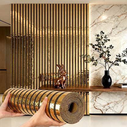 3D Mirror Slat Wall Panel Self-Adhesive Peel and Stick Gold Silver Metallic Grid Wall Sticker for TV Background Wall Ceiling Curved Edges Home Decor Art Easy Install